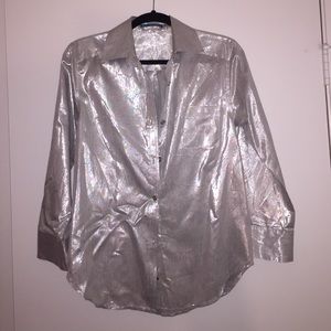 Alice + Olivia silver button up